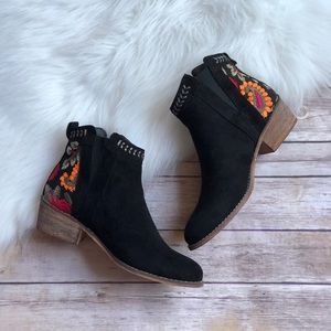 Floral Embroidered Ankle Bootie